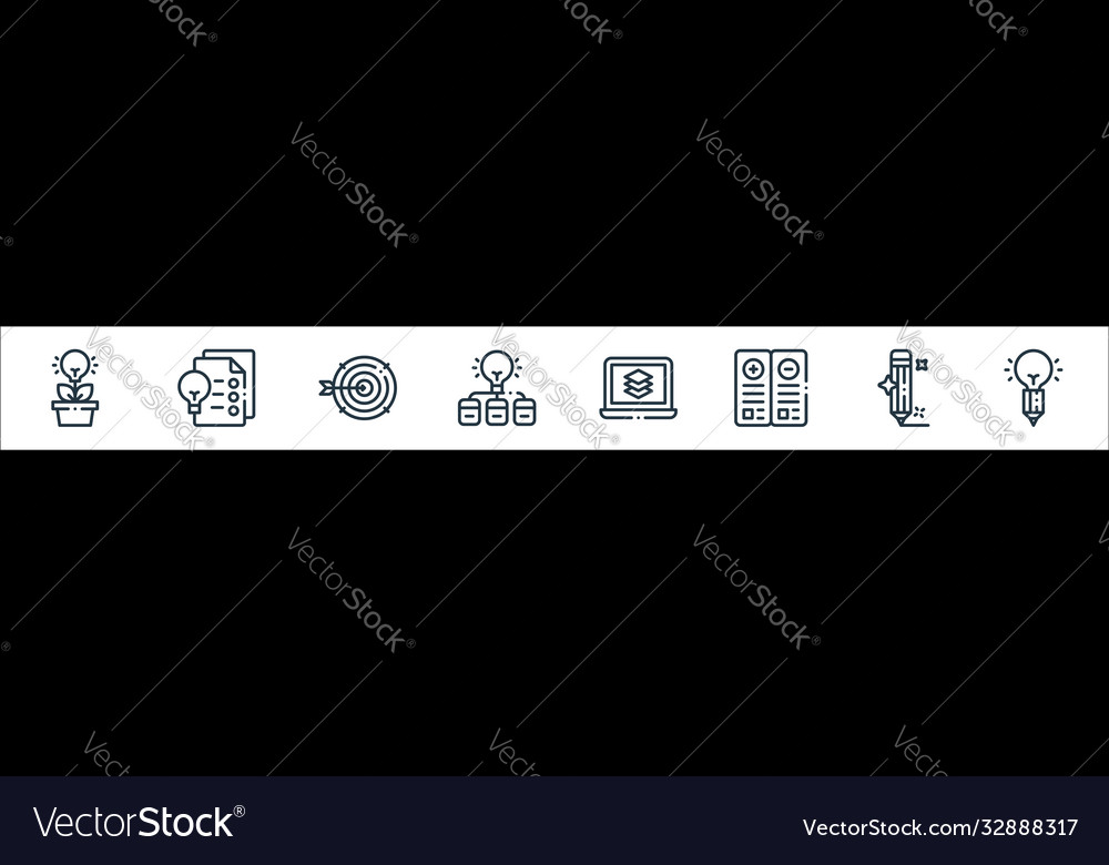 Design thinking line icons linear set quality