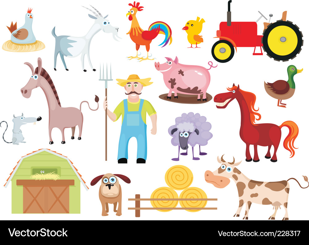 Farm set Royalty Free Vector Image - VectorStock