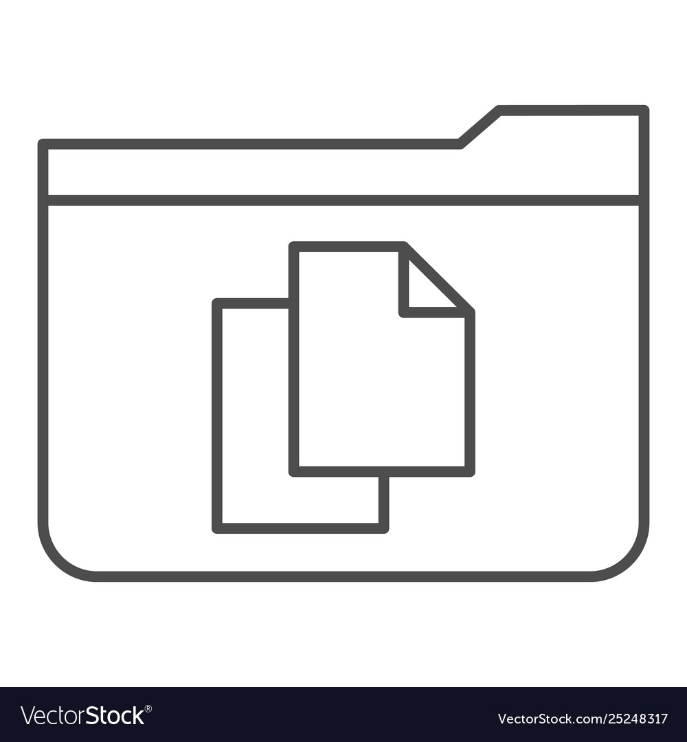 File folder thin line icon with documents