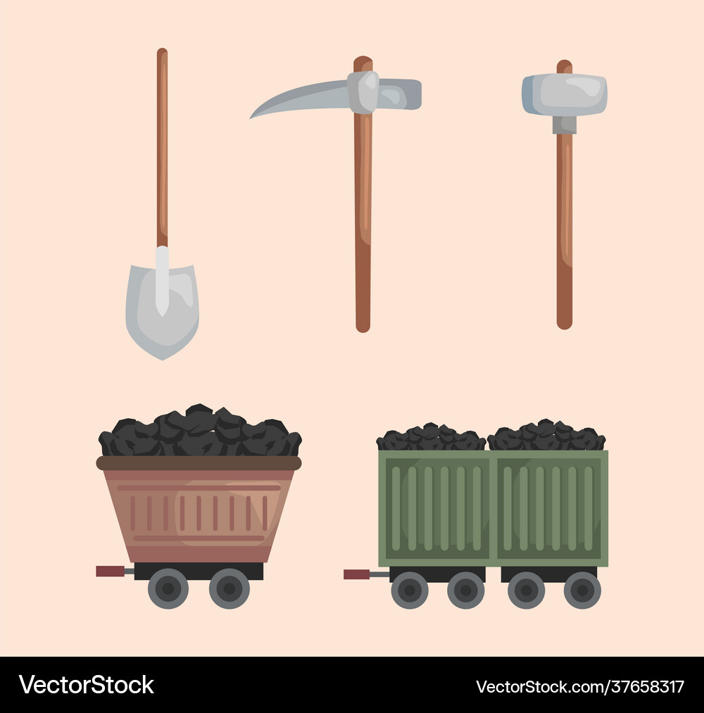 Five mine industry icons Royalty Free Vector Image