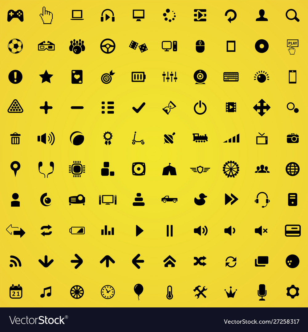 Game 100 icons universal set for web and ui