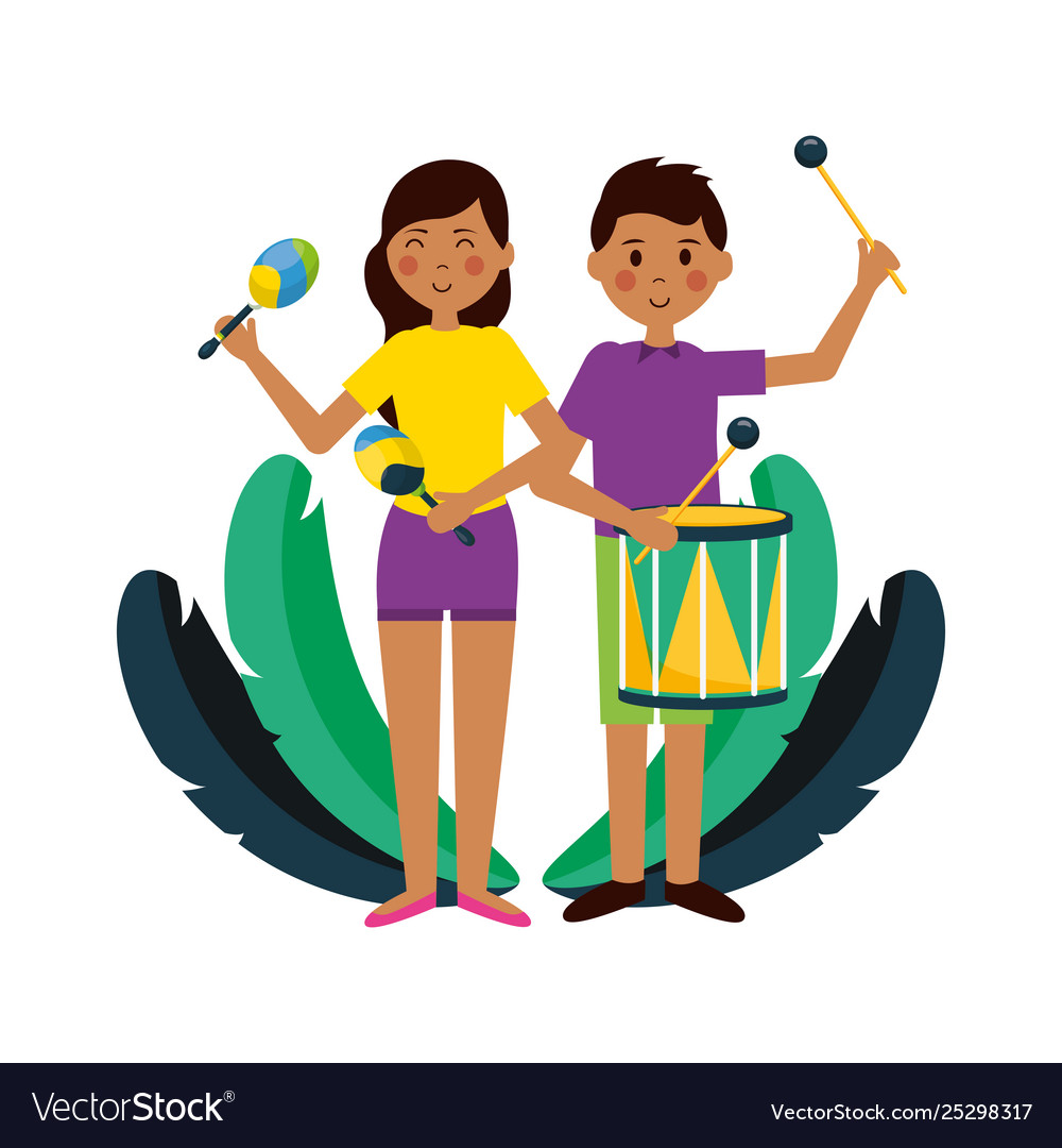 Girl and boy drum maracas