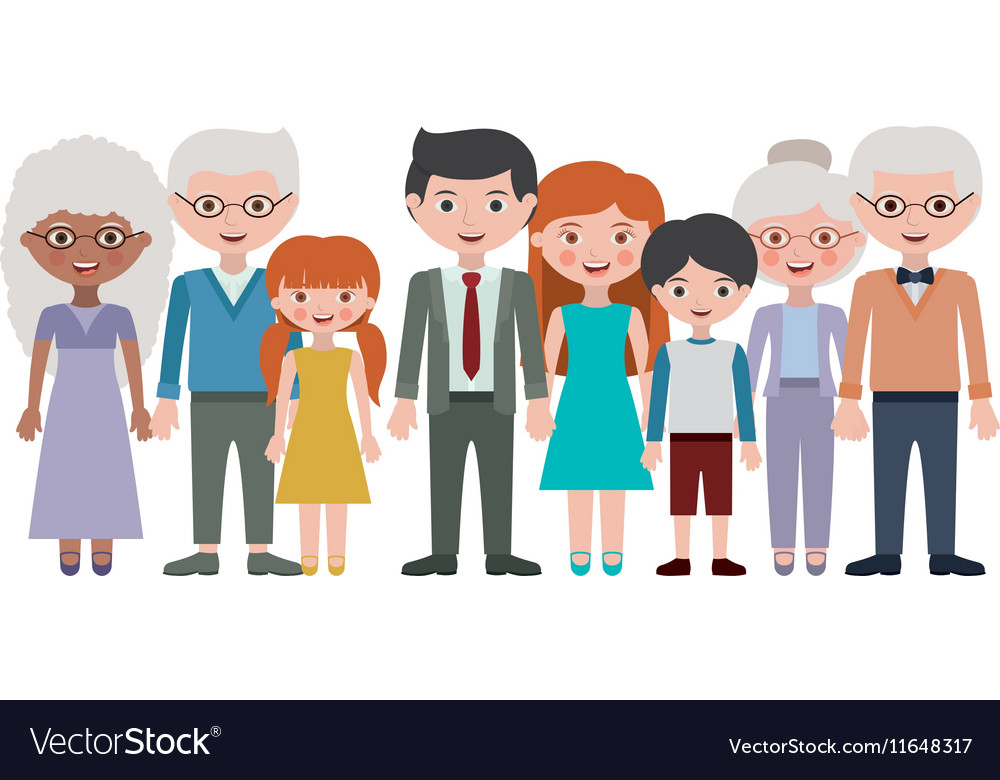 Grandparents parents and kids cartoons design Vector Image