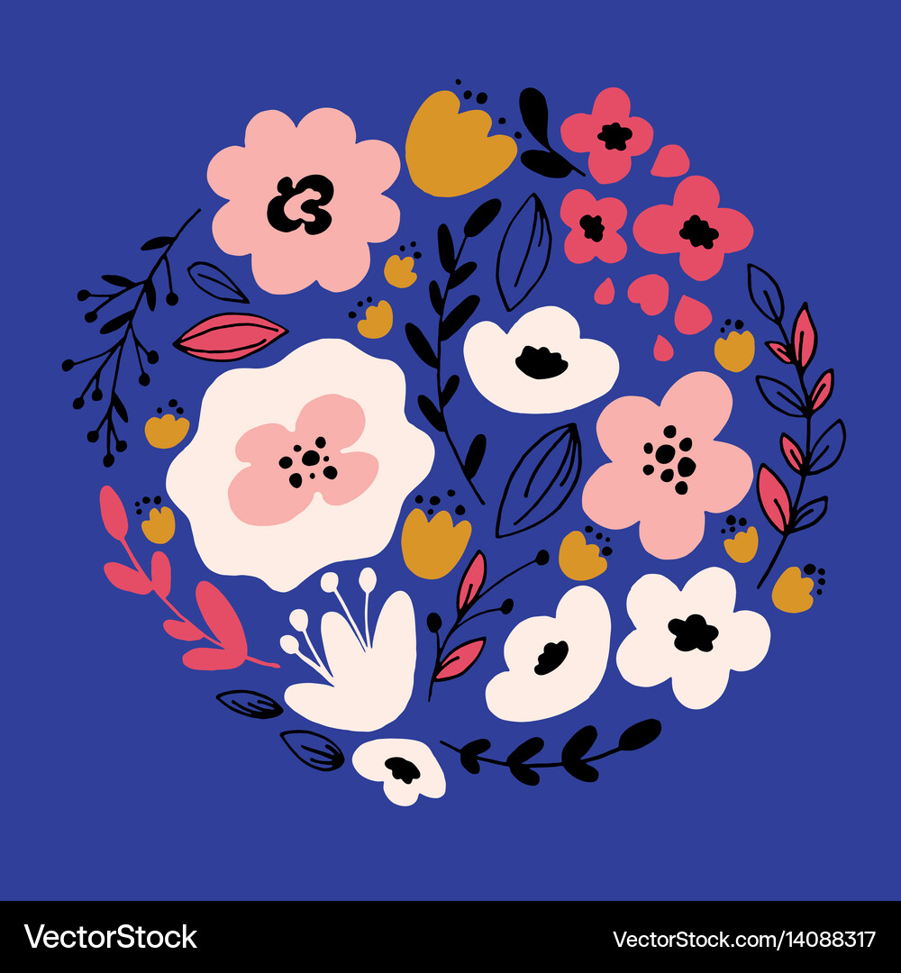 Hand drawn fantasy flowers Royalty Free Vector Image