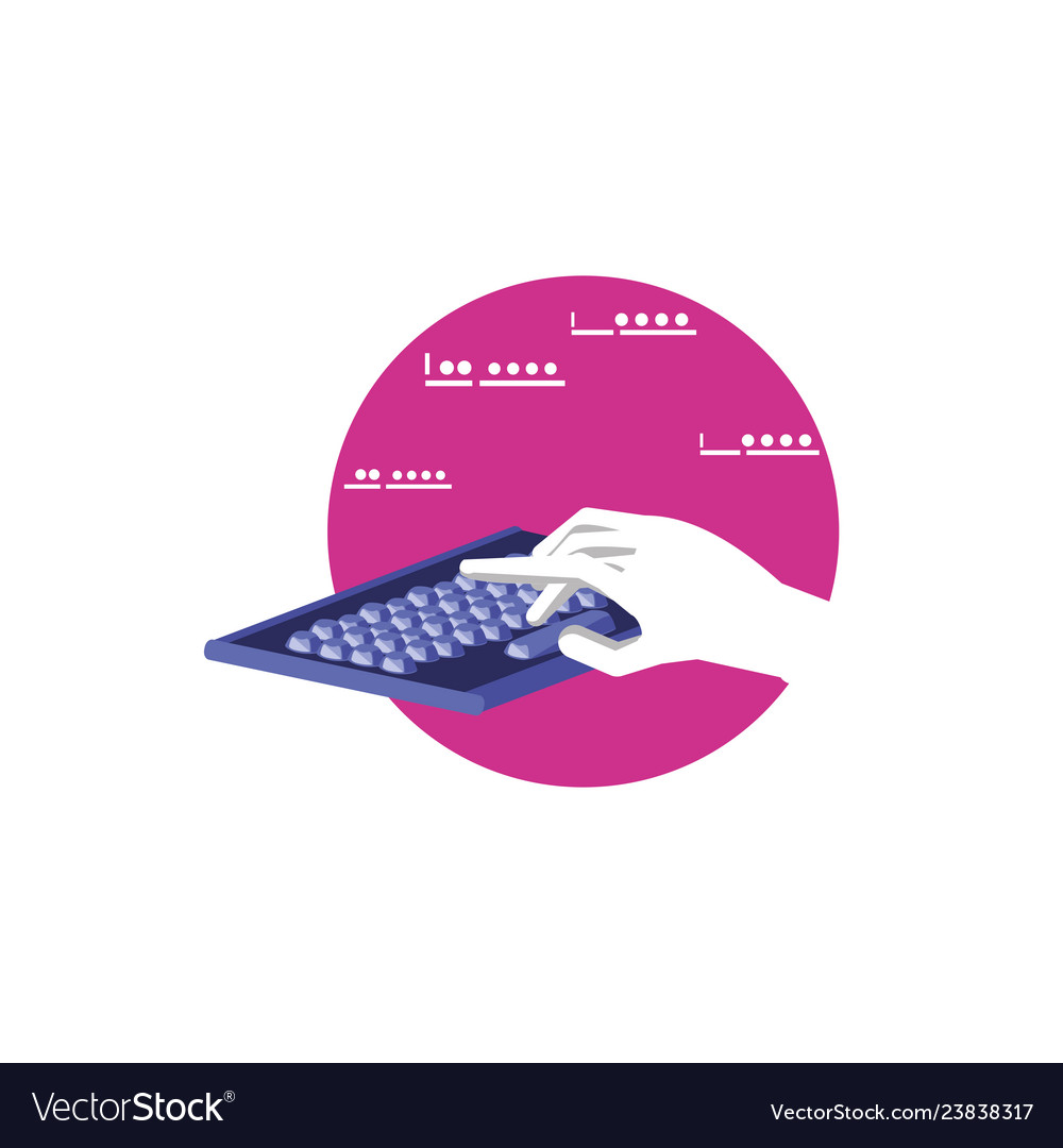 Hand mit Tastatur Computer im Rahmen kreisförmig vector image Hand mit Tastatur Computer im Rahmen kreisförmig