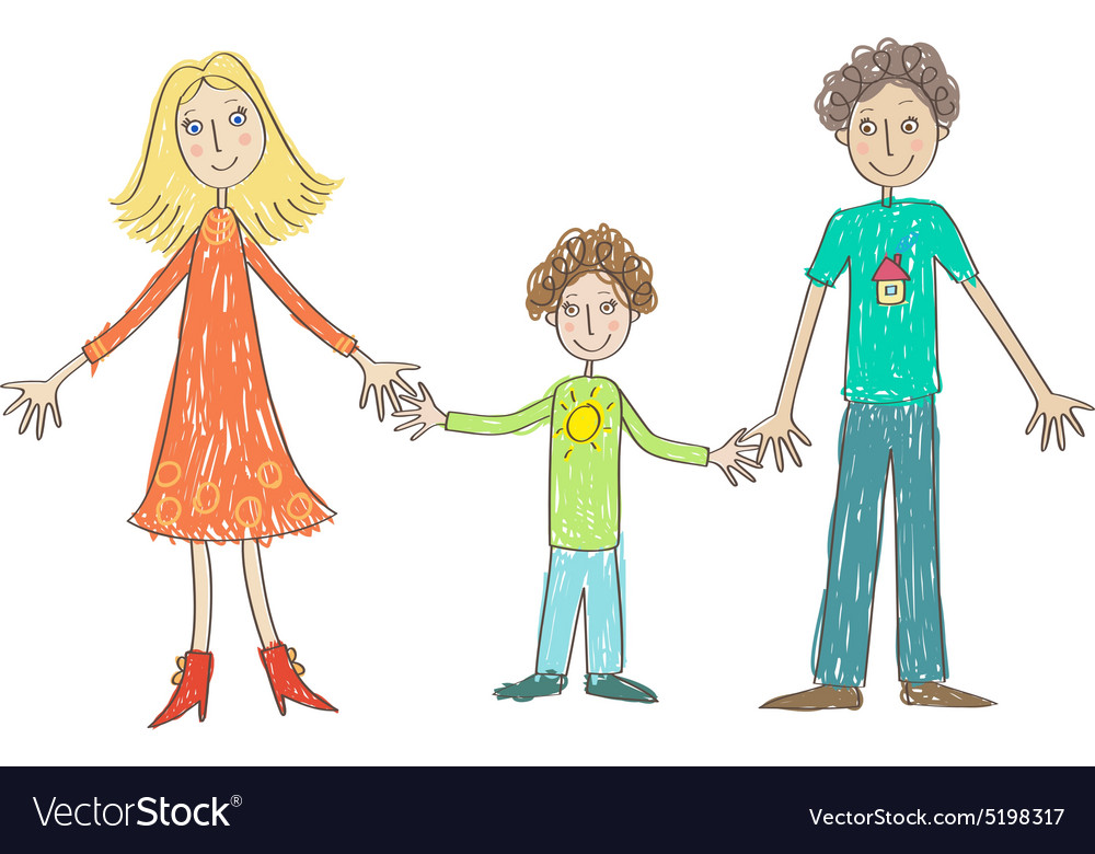 Download Kids Drawing Family Royalty Free Vector Image - VectorStock