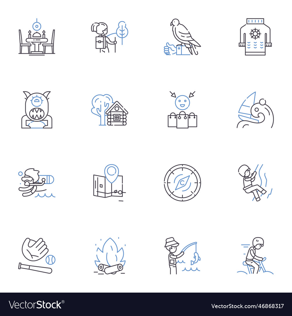 Machine learning line icons collection vector image Machine learning line icons collection