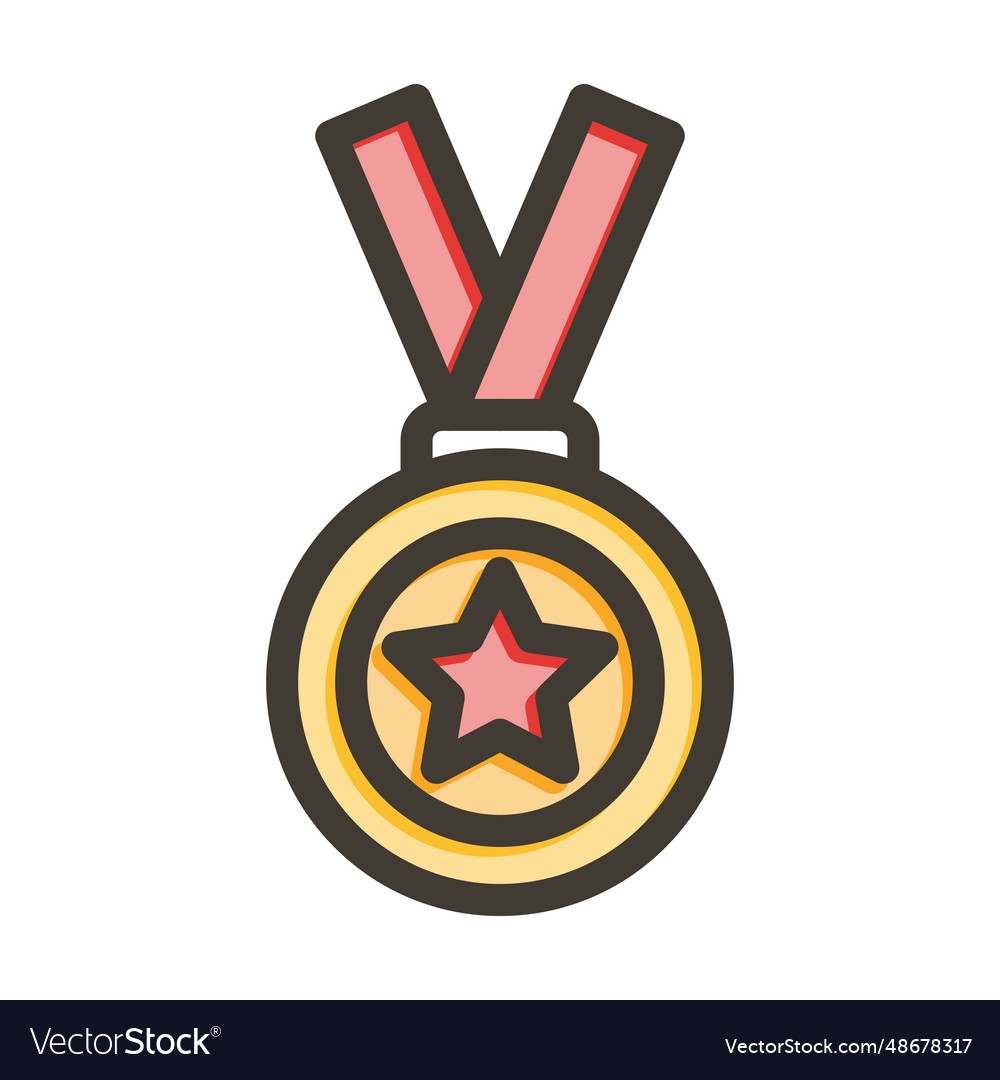 Medal thick line filled colors icon for personal