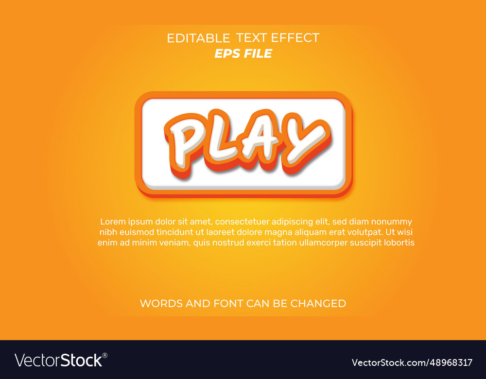 Play text effect font editable typography 3d