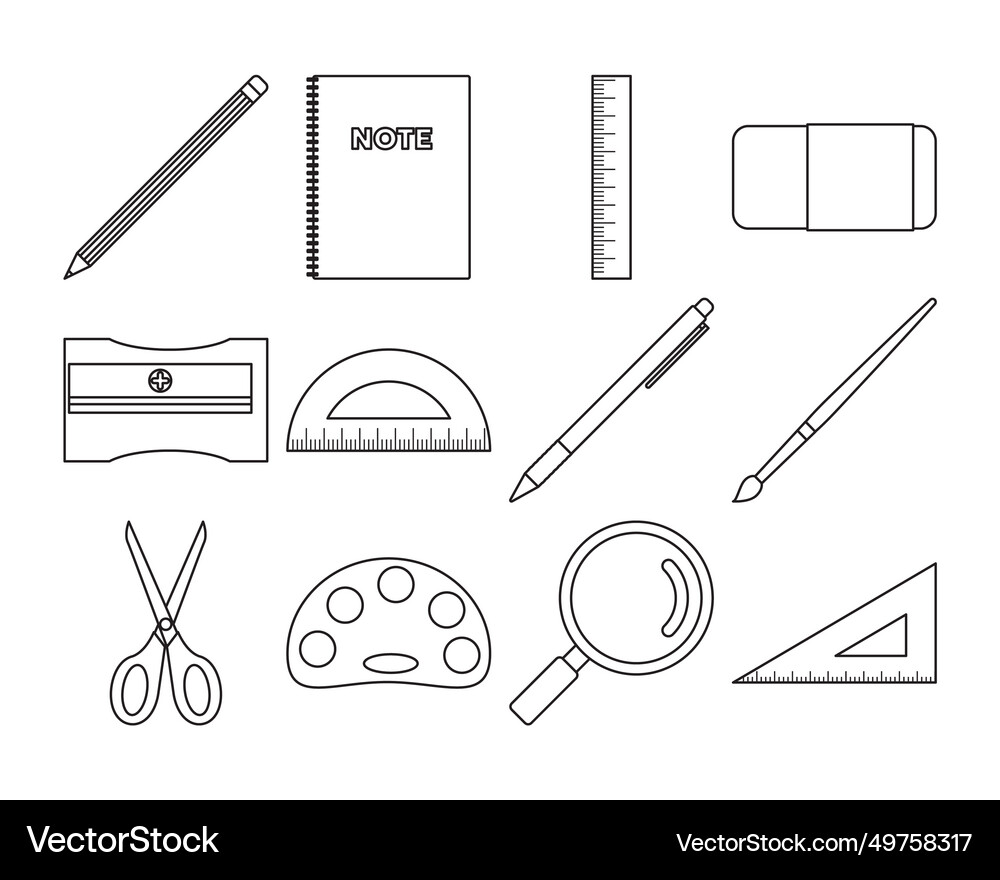 School supplies set Royalty Free Vector Image - VectorStock