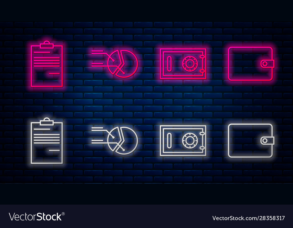 Set line pie chart infographic safe document Vector Image