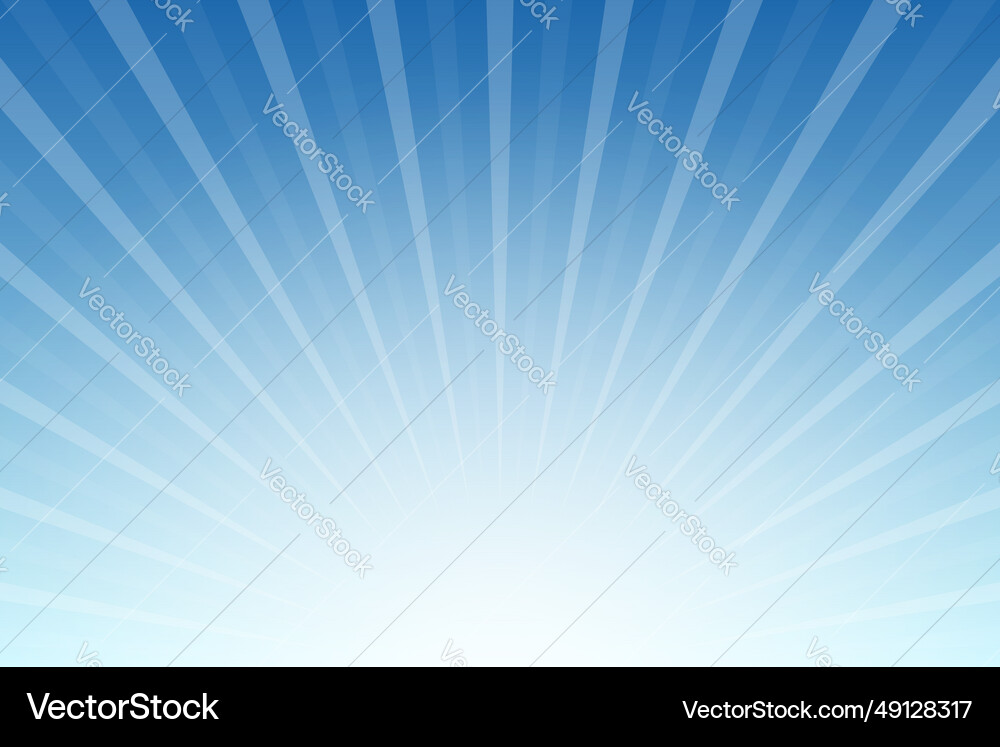 Sun rays on blue sky Royalty Free Vector Image