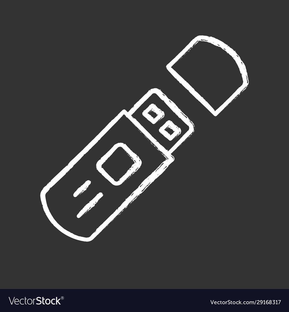 Usb flash drive external data storage chalk icon vector image Usb flash drive external data storage chalk icon