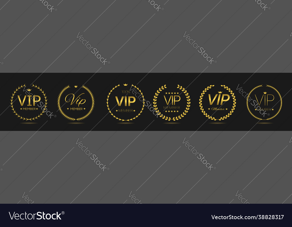 Vip member golden laurel wreath label set