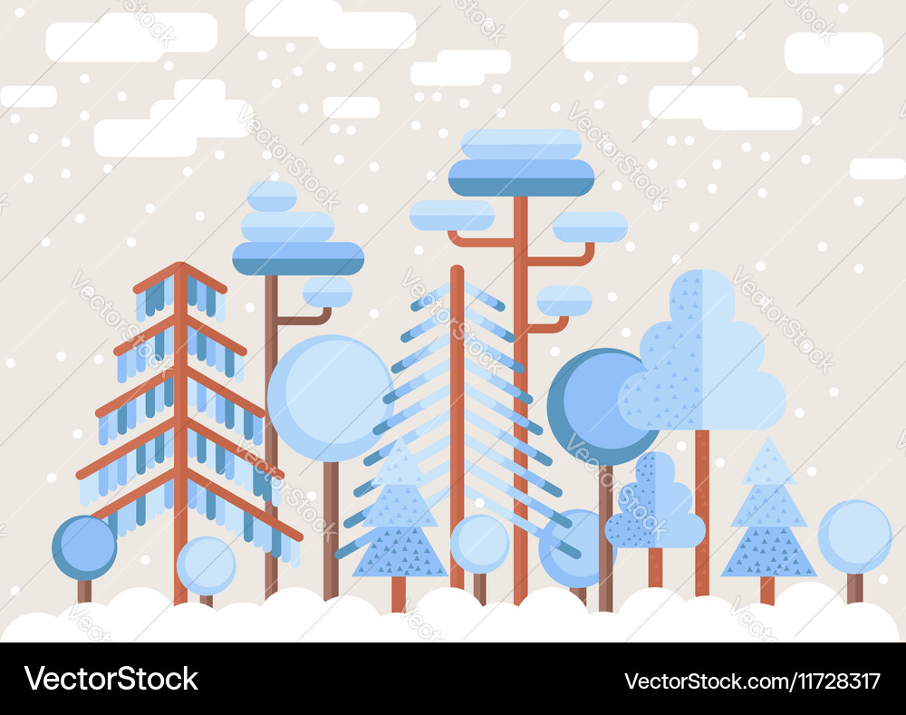Winter Tree Forest Flat Royalty Free Vector Image