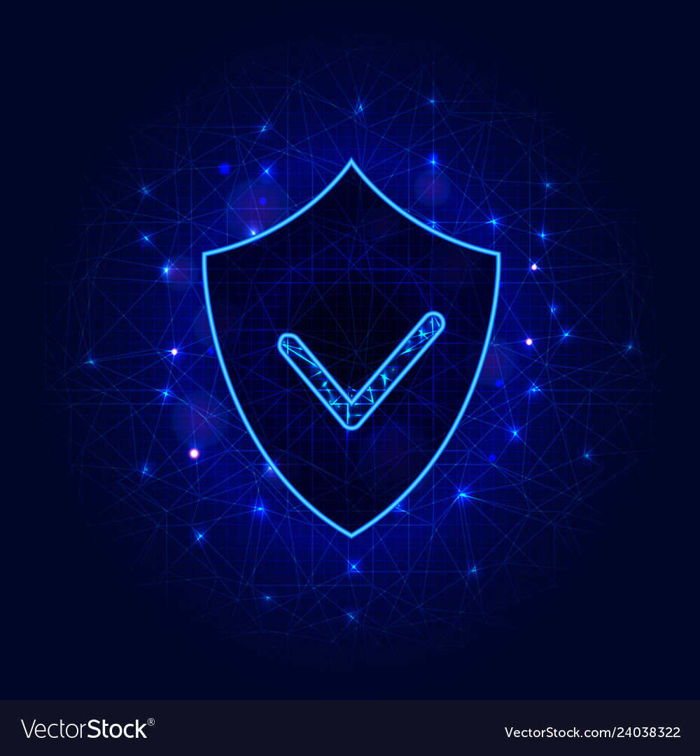 Cyber security technology shield with check mark