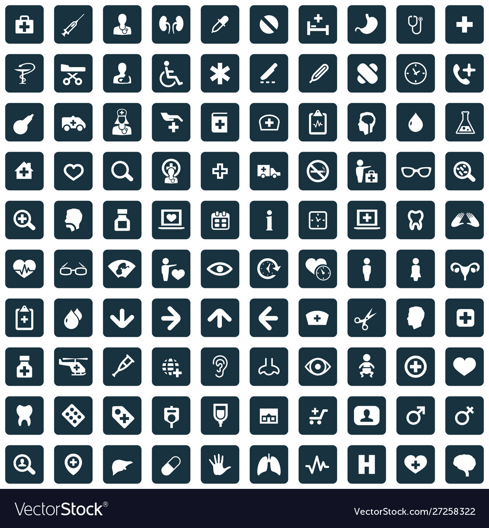 Doctor 100 icons universal set for web and ui