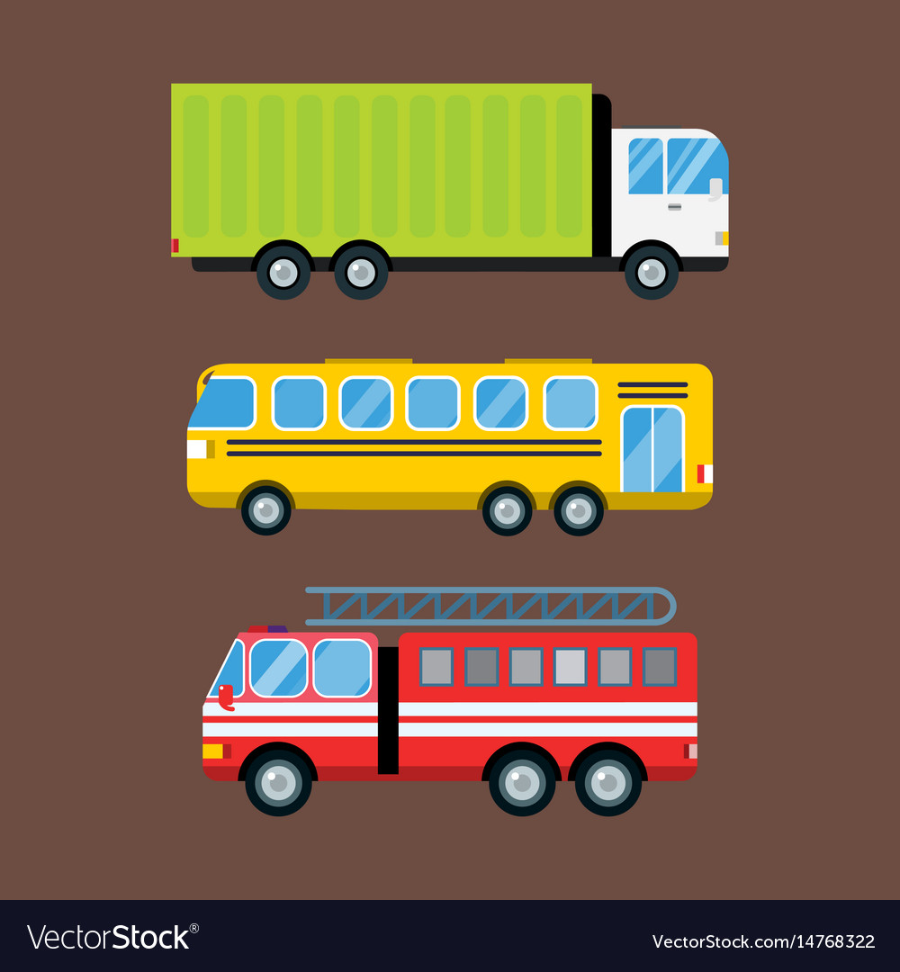 Fire truck car cartoon delivery transport cargo