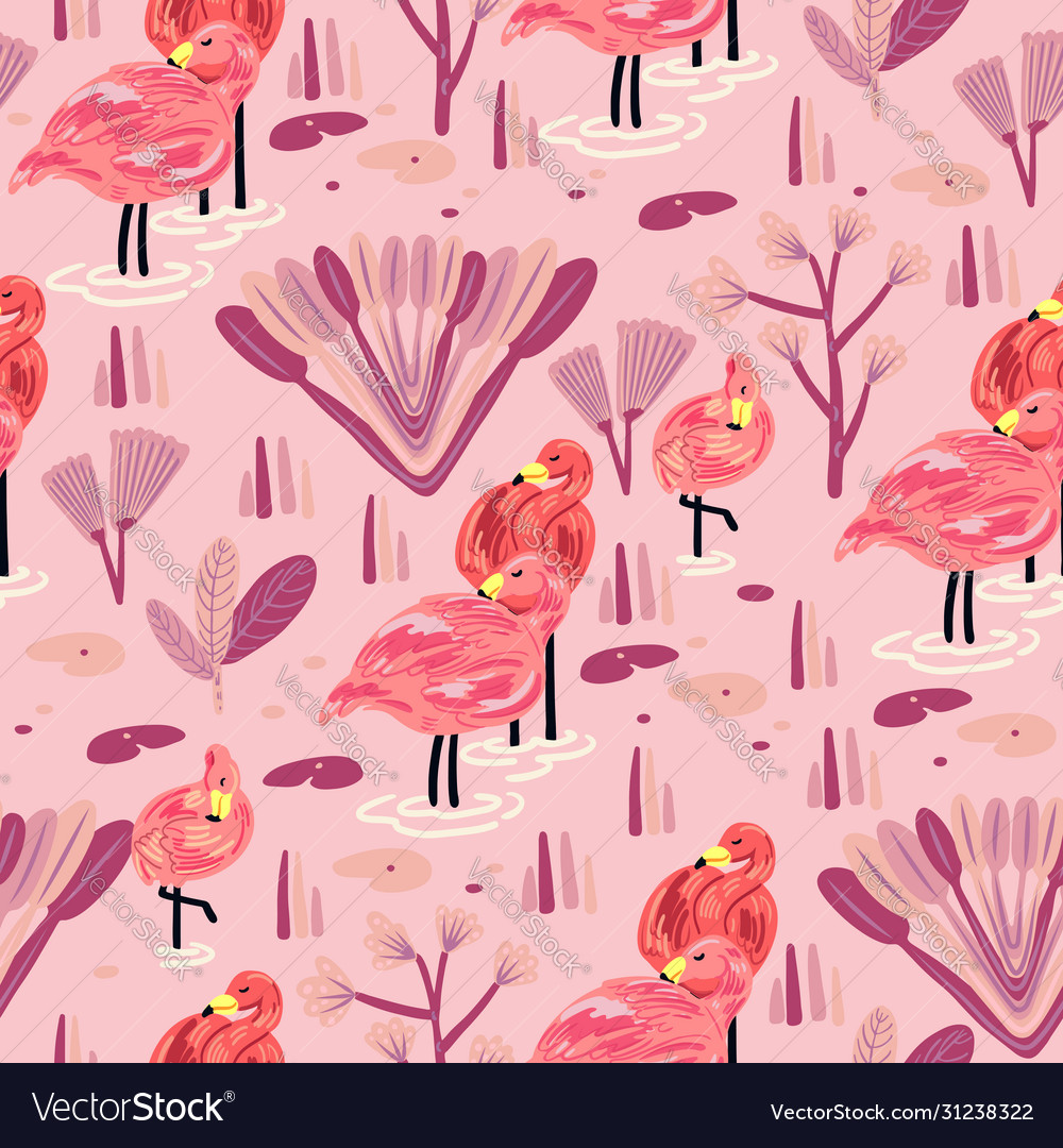 Flamingo Forest Pattern