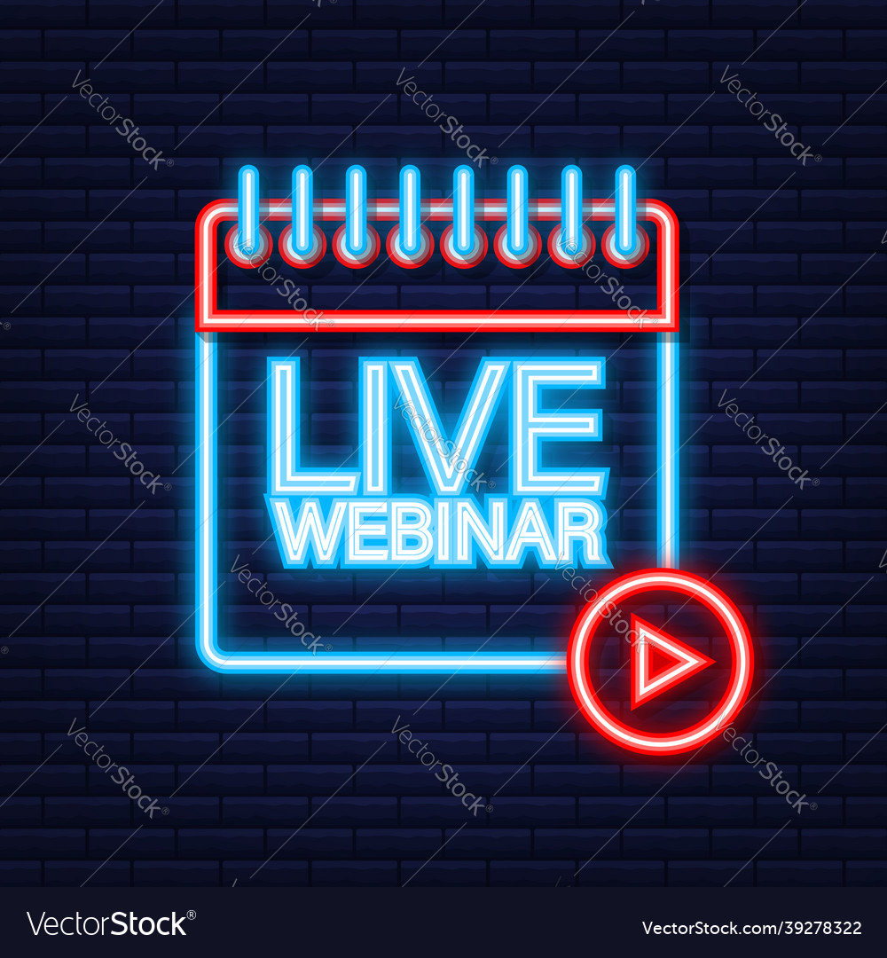 Live webinar button icon emblem label neon