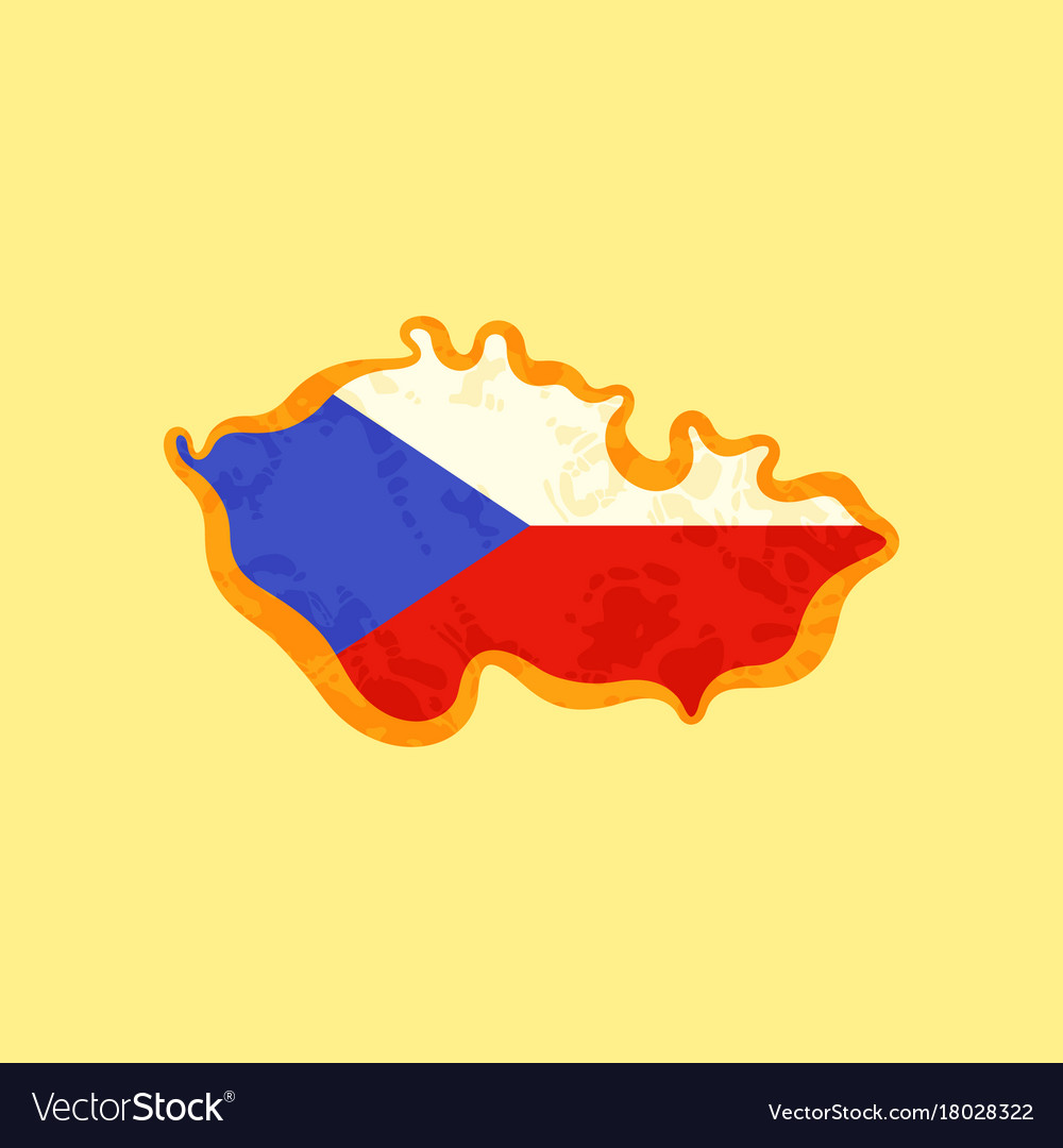 Map of czech republic colored with flag