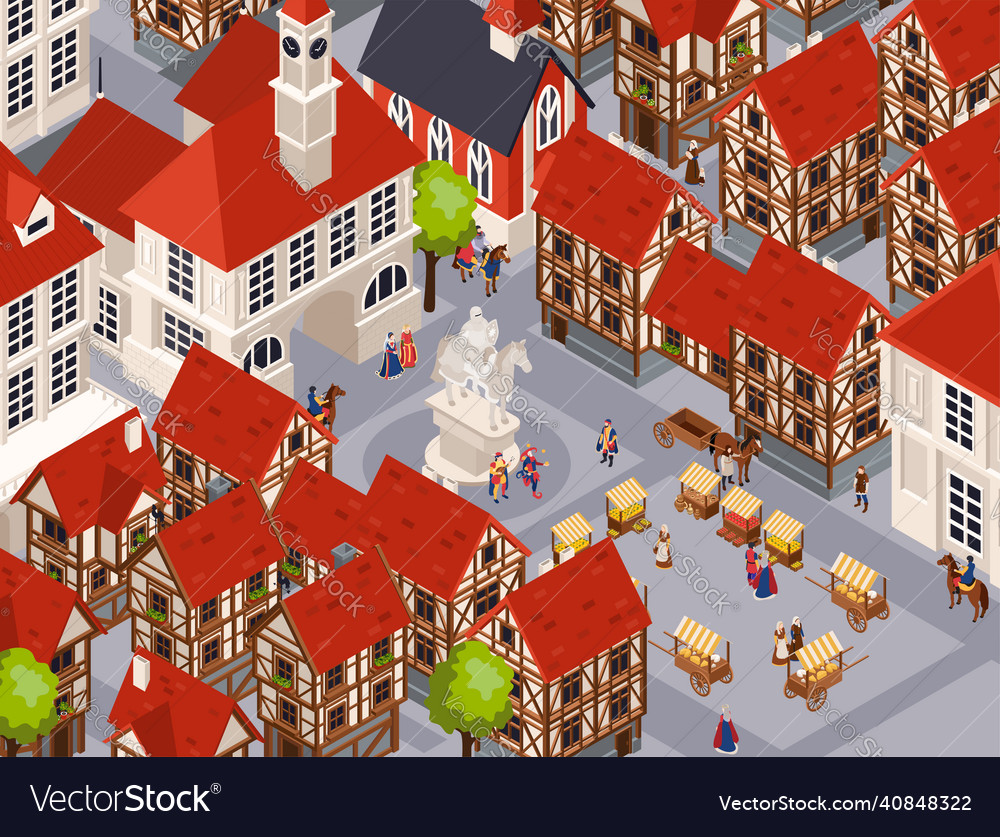 Medieval architecture isometric background