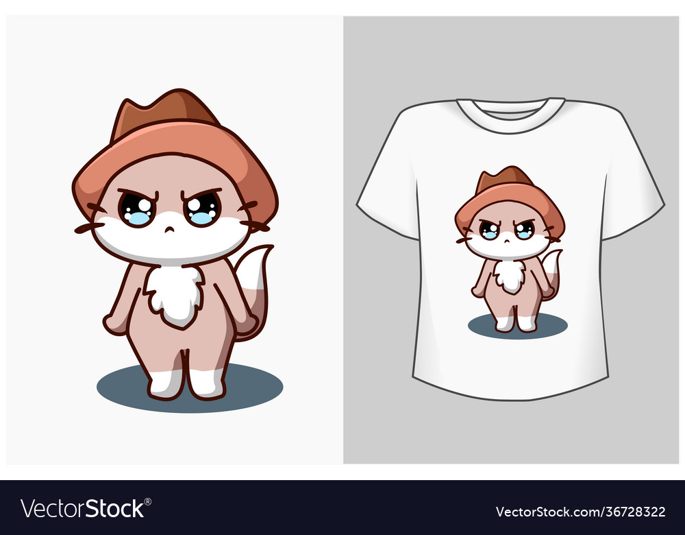 Mockup cute cat with hat cartoon