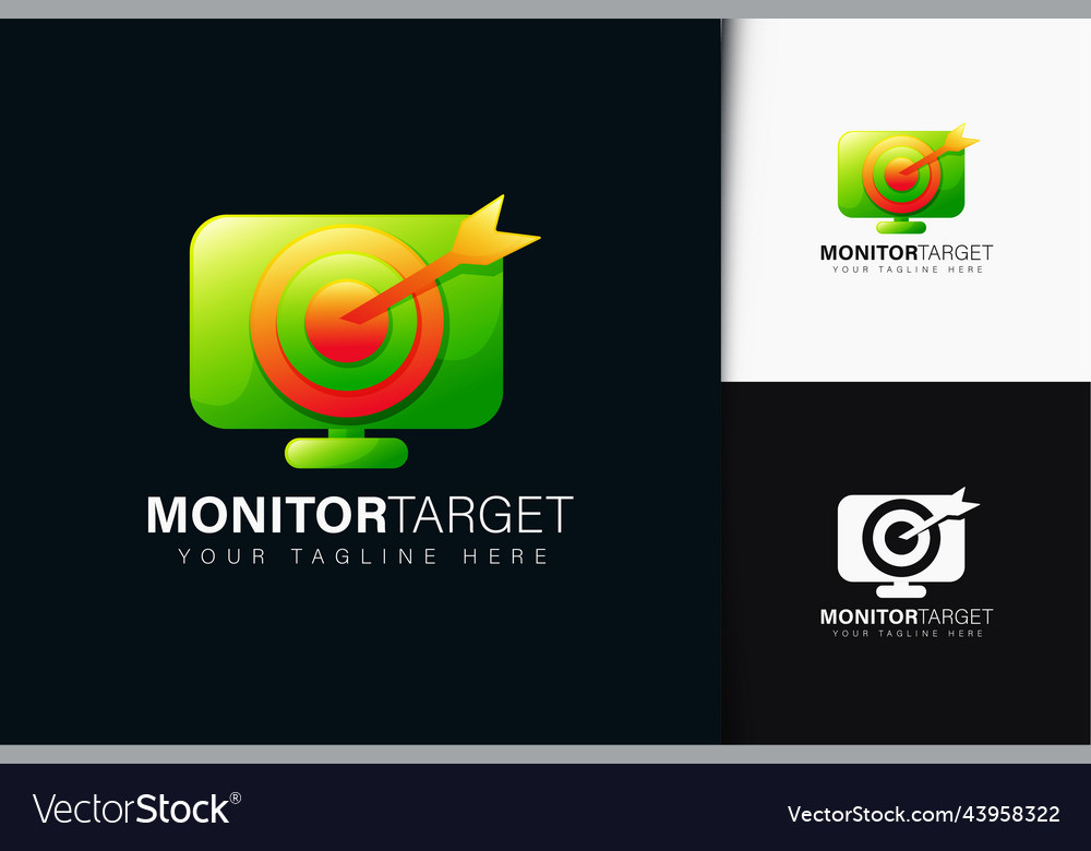 Monitor target logo design with gradient vector image Monitor target logo design with gradient