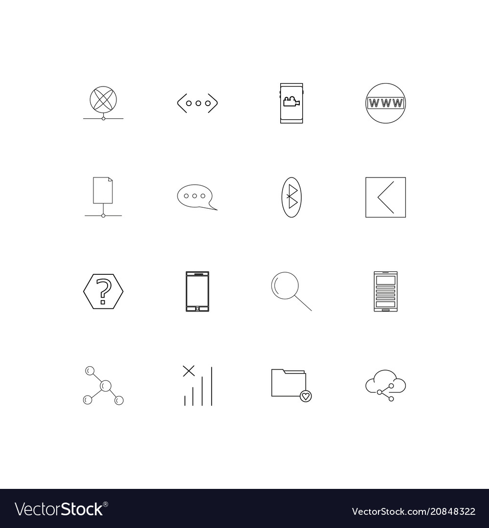Network and database linear thin icons set