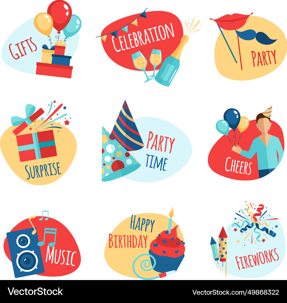 Party Monogram Party emblems set Royalty Free Vector Image - VectorStock