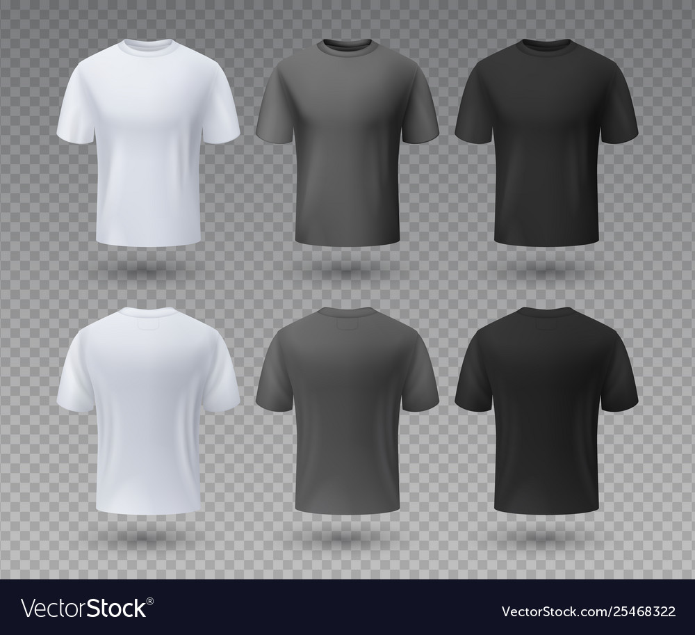 Realistic male t-shirt white and black mockup Vector Image