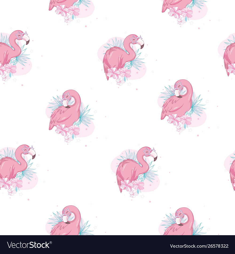Seamless pattern with flamingos vector image Seamless pattern with flamingos