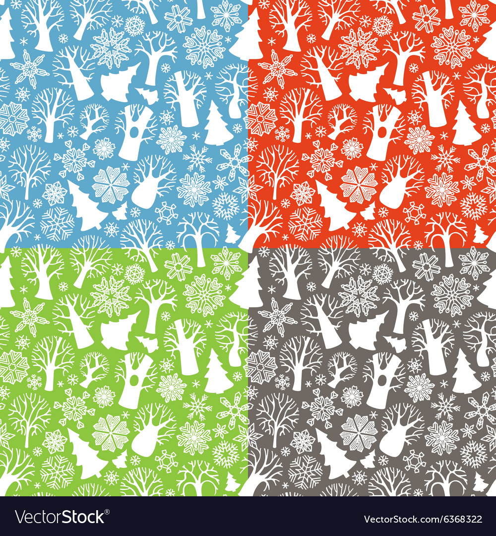 Seamless winter trees patterns