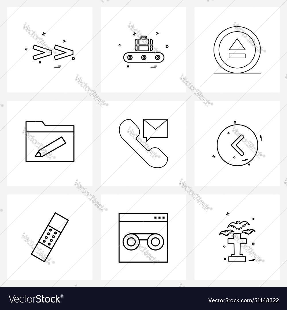 Set 9 simple line icons call write