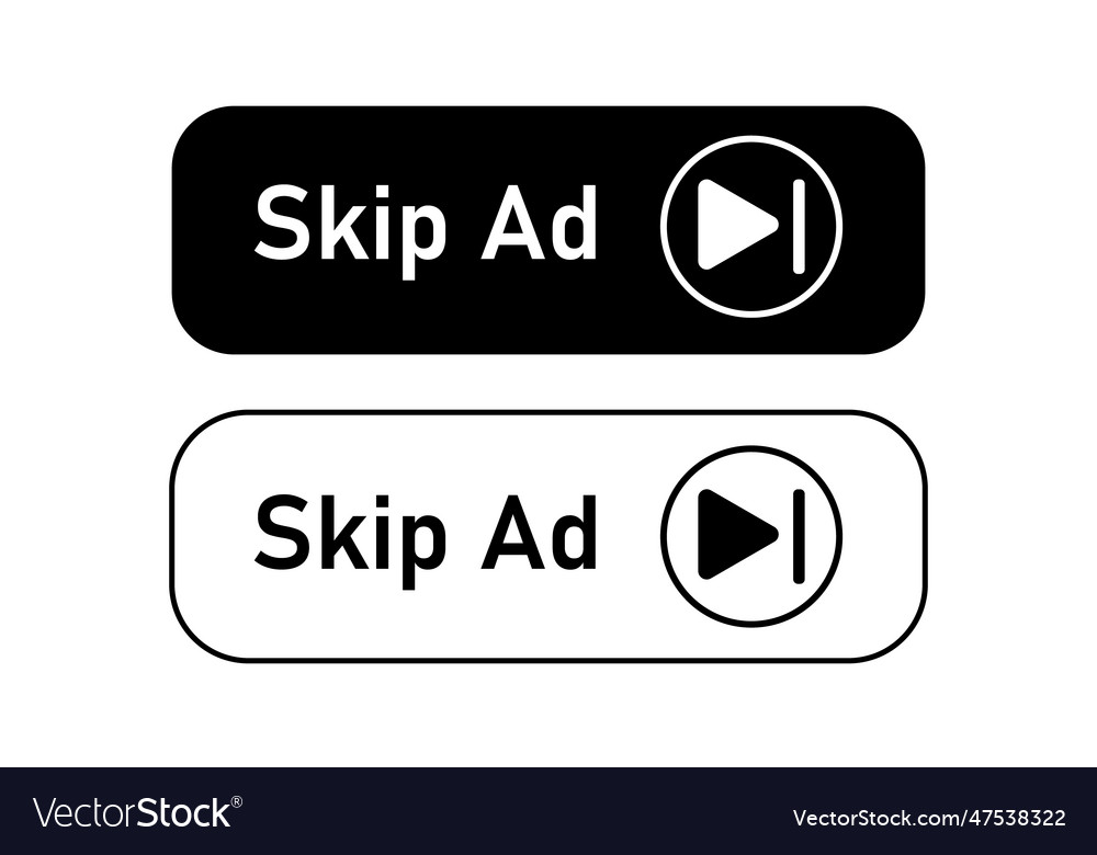 Skip ad button web icon vector image Skip ad button web icon