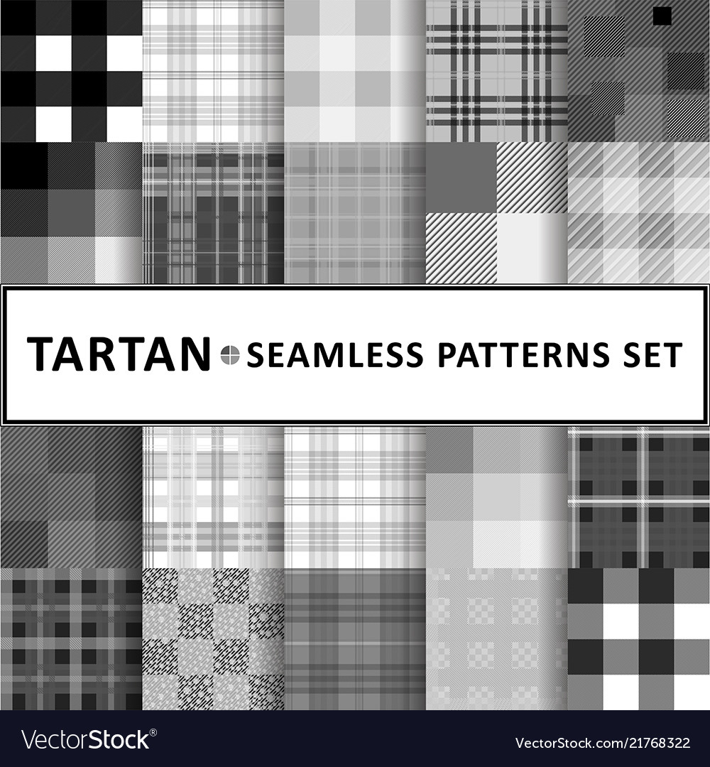 Tartan seamless pattern background set vector image Tartan seamless pattern background set