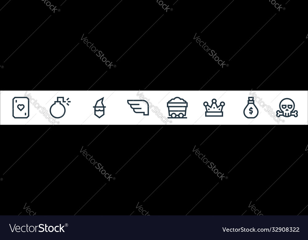 Video game elements line icons linear set quality vector image Video game elements line icons linear set quality