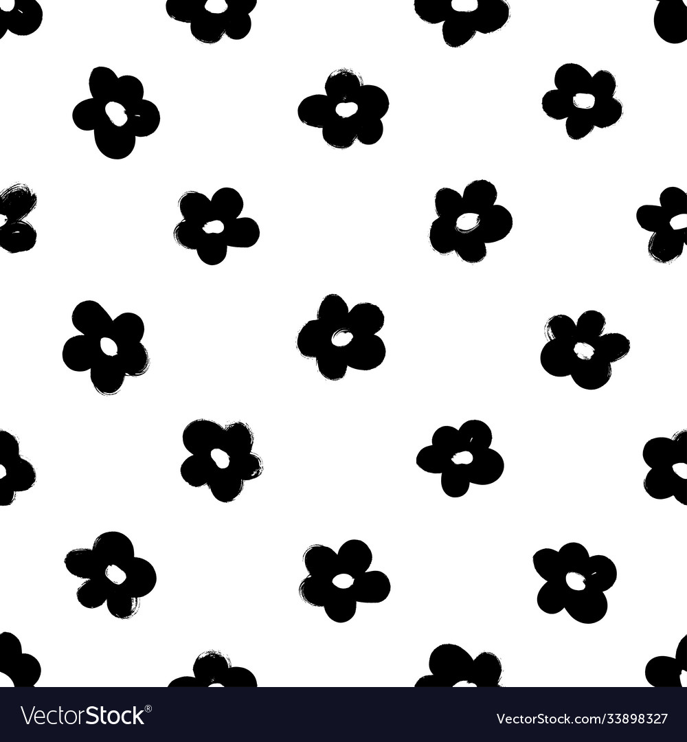 Black abstract flowers seamless pattern Royalty Free Vector