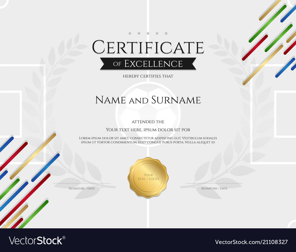 certificate template in sport theme with border vector image