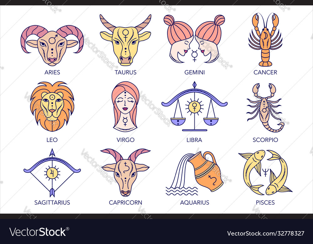 Collection zodiac signs Royalty Free Vector Image