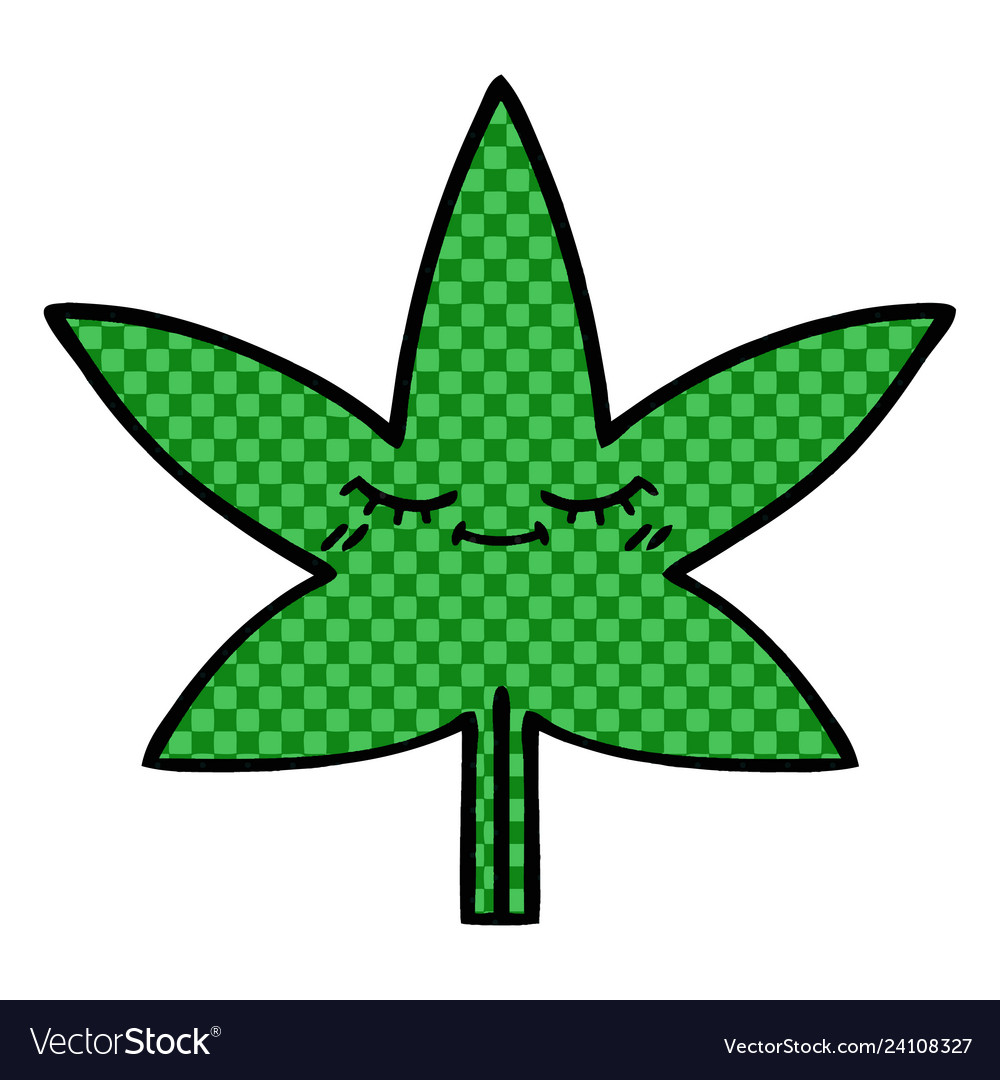 Comic book style cartoon marijuana leaf