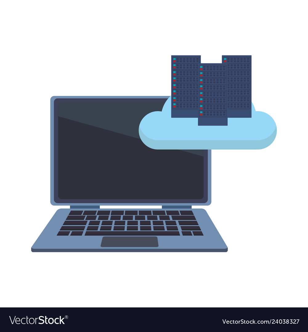 Computer with cloud vector image Computer with cloud