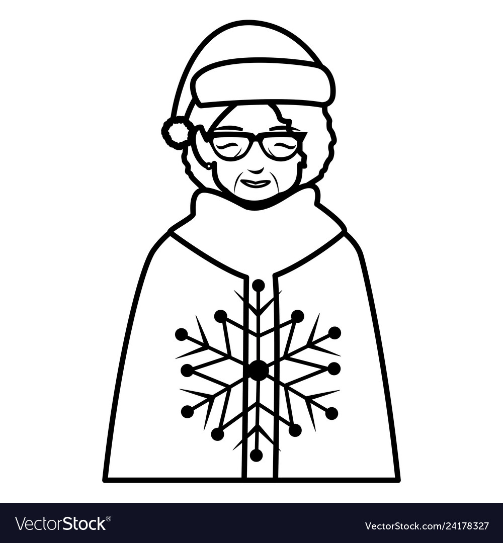 Cute grandmother with cane and winter clothes
