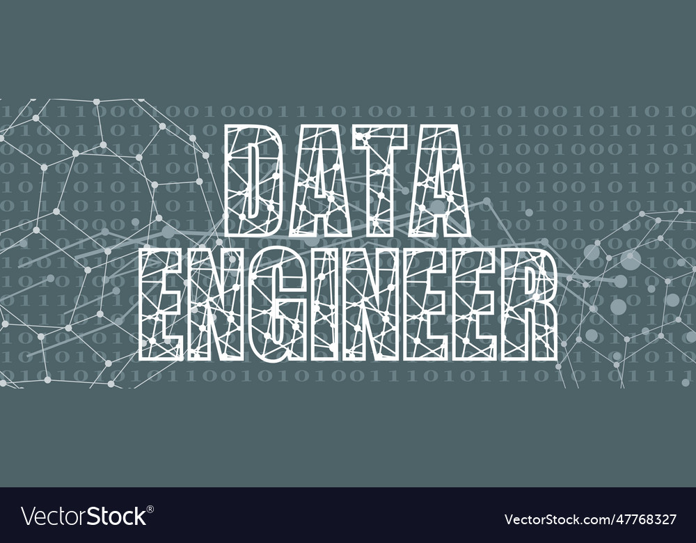 Data engineer text lines with dots connected vector image Data engineer text lines with dots connected