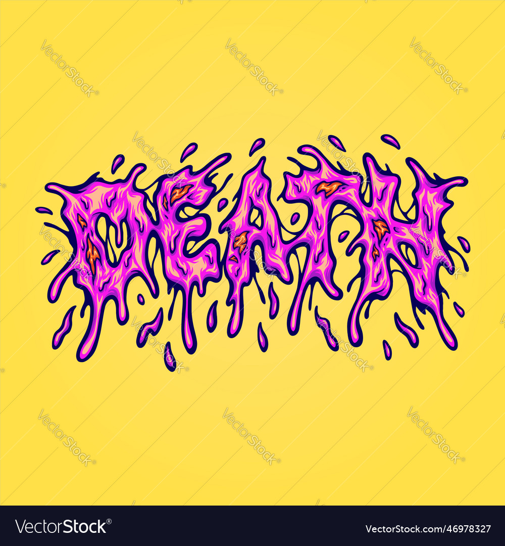 Death word lettering with slimy rotten text Vector Image