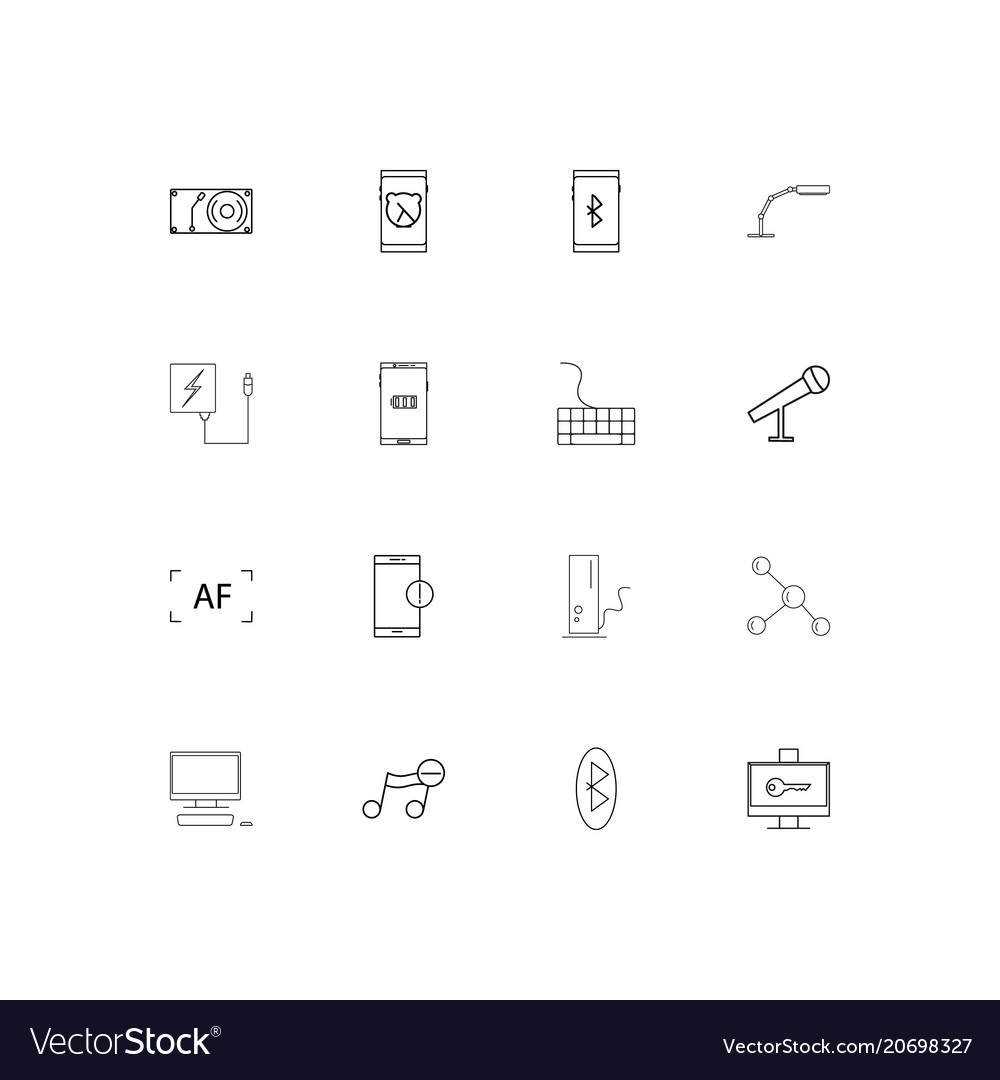 Devices simple linear icons set outlined