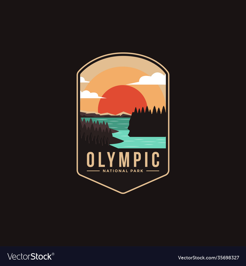 Emblem patch logo olympic national park vector image Emblem patch logo olympic national park