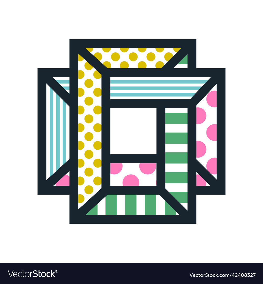 Geometric intertwined shape with line and dots