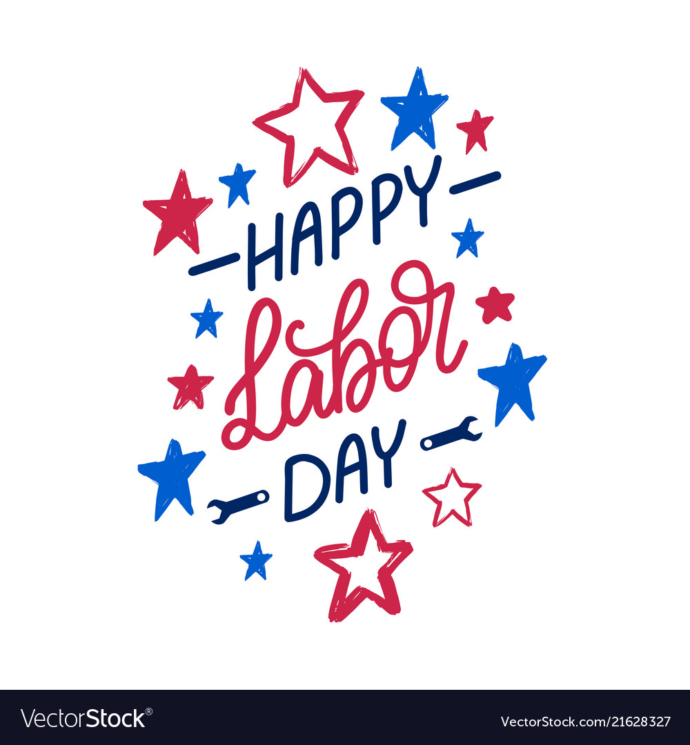 Happy labor dayhand lettering on stars background