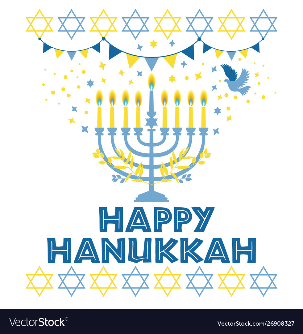 Jewish holiday hanukkah greeting card traditional vector image Jewish holiday hanukkah greeting card traditional